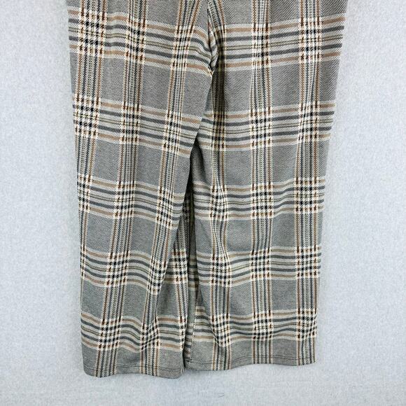 Cato Womans Sz XL Wide Leg Pants Plaid Pull On Comfort Stretch Tan Brown - Picture 7 of 8